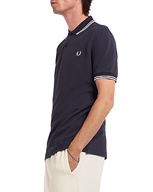 Fred Perry Twin Tipped Slim Fit Polo In Dark Graphite