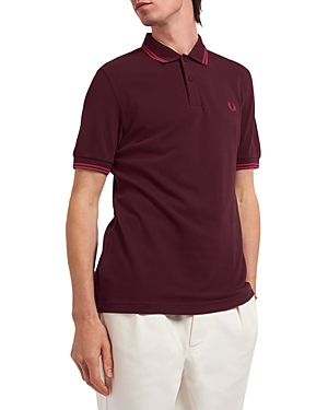 Fred Perry Twin Tipped Slim Fit Polo In Mahagoney/claret