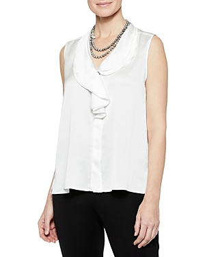 Shop Misook Ruffle Neck Tank Top In White