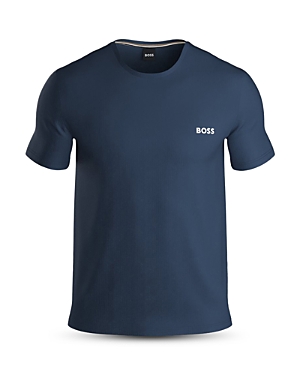 Hugo Boss Mix & Match Cotton Blend Embroidered Logo Graphic Tee In Navy