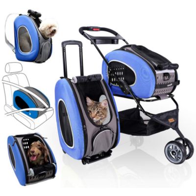  5-in-1 Pet Carrier with Backpack, Pet Carrier Stroller, Shoulder Strap, Carriers with Wheels for Dogs and Cats