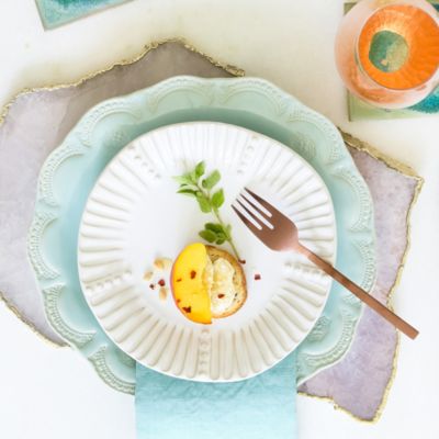 Incanto Stone Aqua Stripe Salad Plate