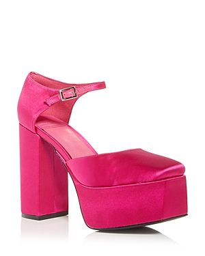 Jeffrey Campbell Women's Ovr-n-out Platform High Block Heel Sandals In Fuchsia Satin