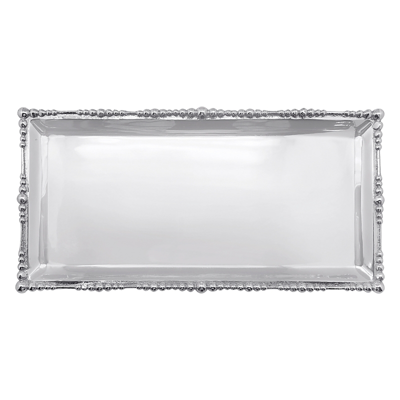 Mariposa Pearl Drop Long Rectangular Tray In Silver