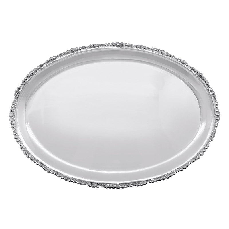 Mariposa Pearl Drop Oval Platter In Silver