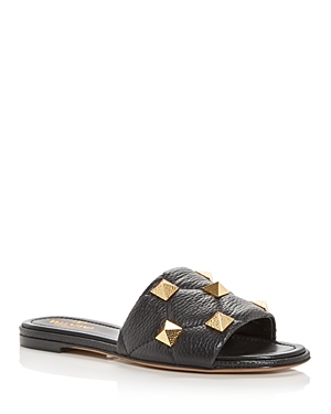 Valentino Garavani Slippers Roman Stud In Nappa Nera Donna In Black