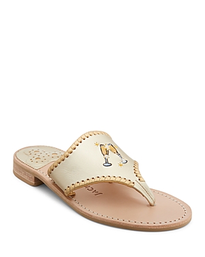 Jack Rogers Women's Champagne Embroidered Flat Sandals