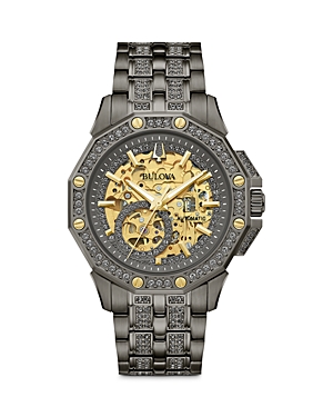 Shop Bulova Octava Crystal Watch, 42mm In Gold/black