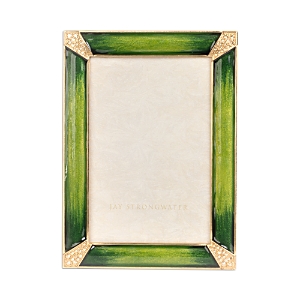 Jay Strongwater Leonard Pave Corner Picture Frame, 4 X 6 In Emerald