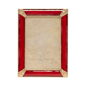 Jay Strongwater Leonard Pave Corner Picture Frame, 4 X 6 In Ruby
