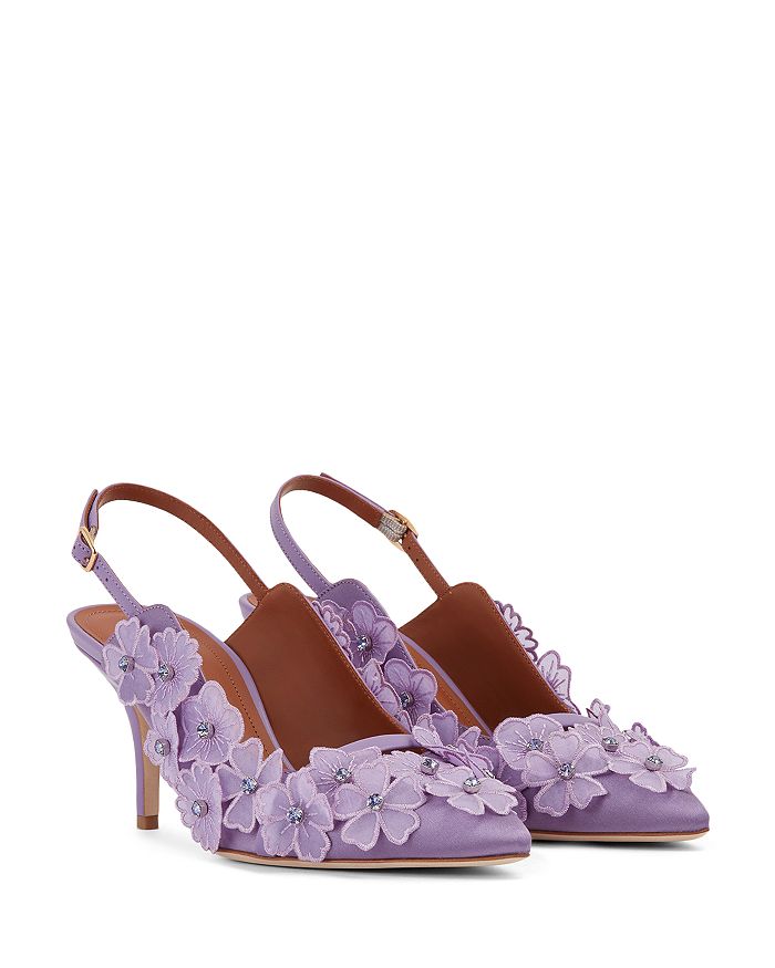 Malone Souliers - Women's Marion Pointed Toe Floral Appliqu&eacute; High Heel Pumps