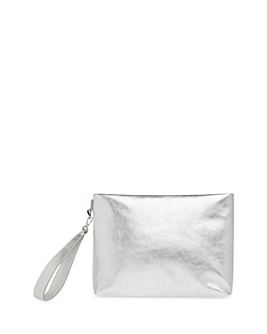 Whistles Avah Leather Clutch In Silver