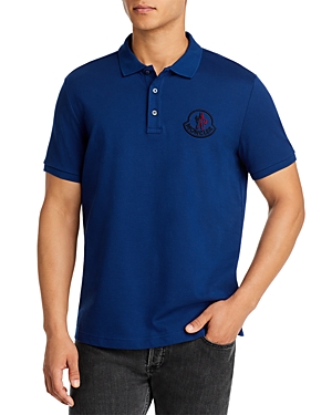 Moncler Short Sleeve Logo Polo Shirt In Dark Blue