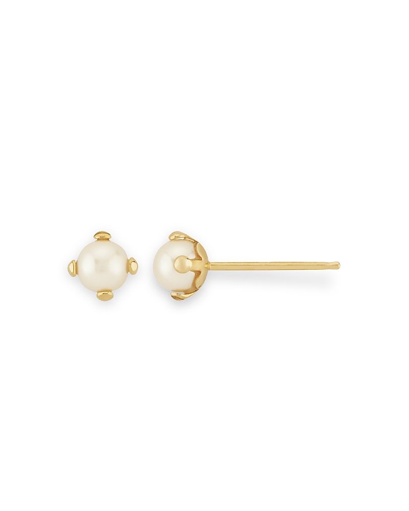 Basics Cultured Freshwater Pearl Stud Earrings In 14k Yellow Gold - Exclusive In White/gold
