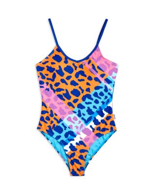 Limeapple Girls' Leopard Print Plaid One Piece Swimsuit - Big Kid ...