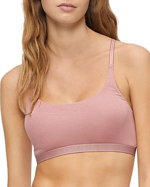 Calvin Klein Pure Ribbed Unlined Bralette In Red Grape