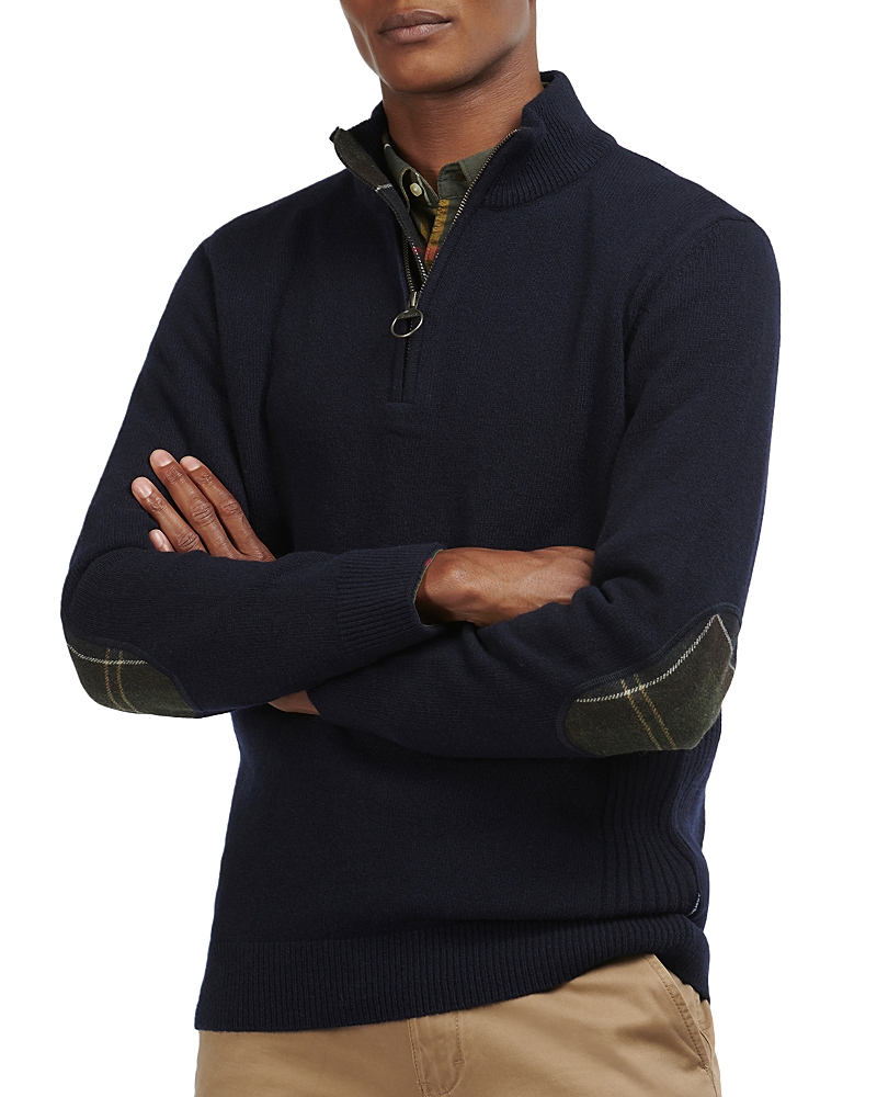 Barbour Holden Wool Tartan Trim Regular Fit Quarter Zip Mock Neck Sweater