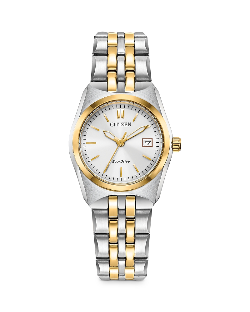 Citizen Eco-drive Women's Corso Two-tone Stainless Steel Bracelet Watch 28mm In White/gold