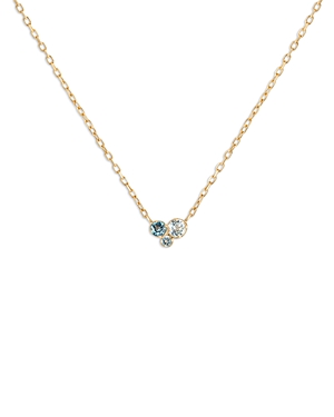 Moon & Meadow 14k Yellow Gold Blue Topaz Trio Cluster Pendant Necklace, 16-18 - 100% Exclusive In Blue/gold