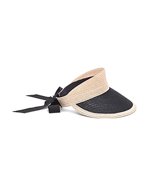 Eugenia Kim Ricky Grosgrain-trimmed Hemp Visor In Black/tan