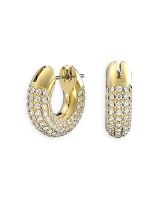 Swarovski - Dextera Pav&eacute; Tubular Huggie Hoop Earrings in Gold Tone