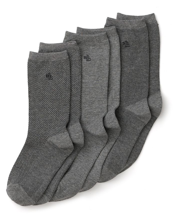 Ralph Lauren Tweed Trouser Socks, Set Of 3 In Flannel Heather