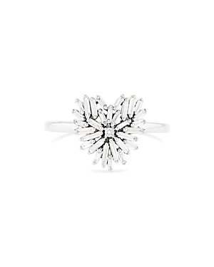Suzanne Kalan 18K White Gold Diamond Small Heart Ring