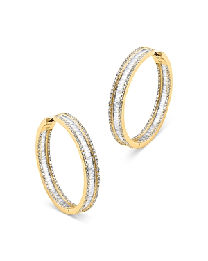 Bloomingdale's Diamond Baguette & Round Inside Out Hoop Earrings In 14k Yellow Gold, 3.0 Ct. T.w. - 100% Exclusive In White/gold