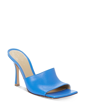 Bottega Veneta Women's Square Toe High Heel Slide Sandals In Aquarium