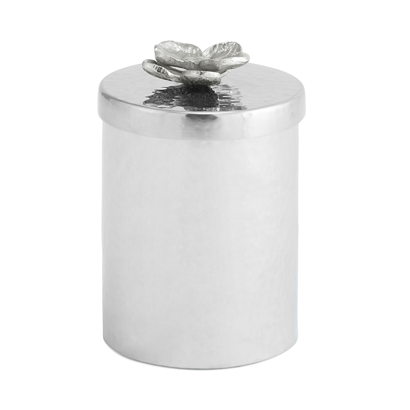 Michael Aram White Orchid Round Container In Stainless Steel