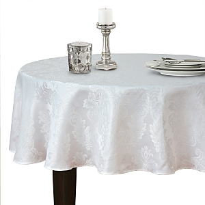 Elrene Home Fashions Elrene Barcelona Jacquard Damask Round Tablecloth, 90 X 90 In White