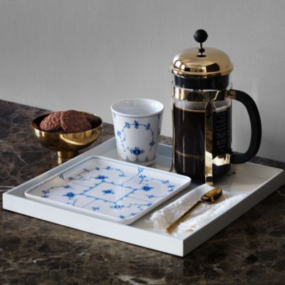 Blue Fluted Plain Large Square Plate