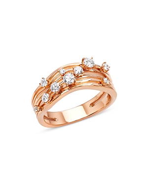 Shop Hueb 18k Rose Gold Bahia Diamond Wavy Statement Ring