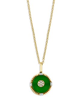 Bloomingdale's - Jade & Diamond Pendant Necklace in 14K Yellow Gold, 16-18" - 100% Exclusive