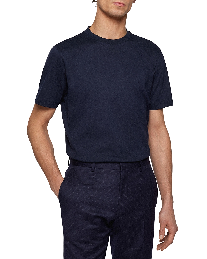 Hugo Boss Thompson 02 Cotton Solid Tee In Dark Blue