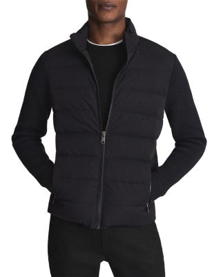 REISS - Colby Quilted Knitted Hybrid Funnel Jacket