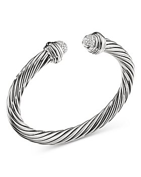 David Yurman - Sterling Silver Cable Bracelet with Diamonds