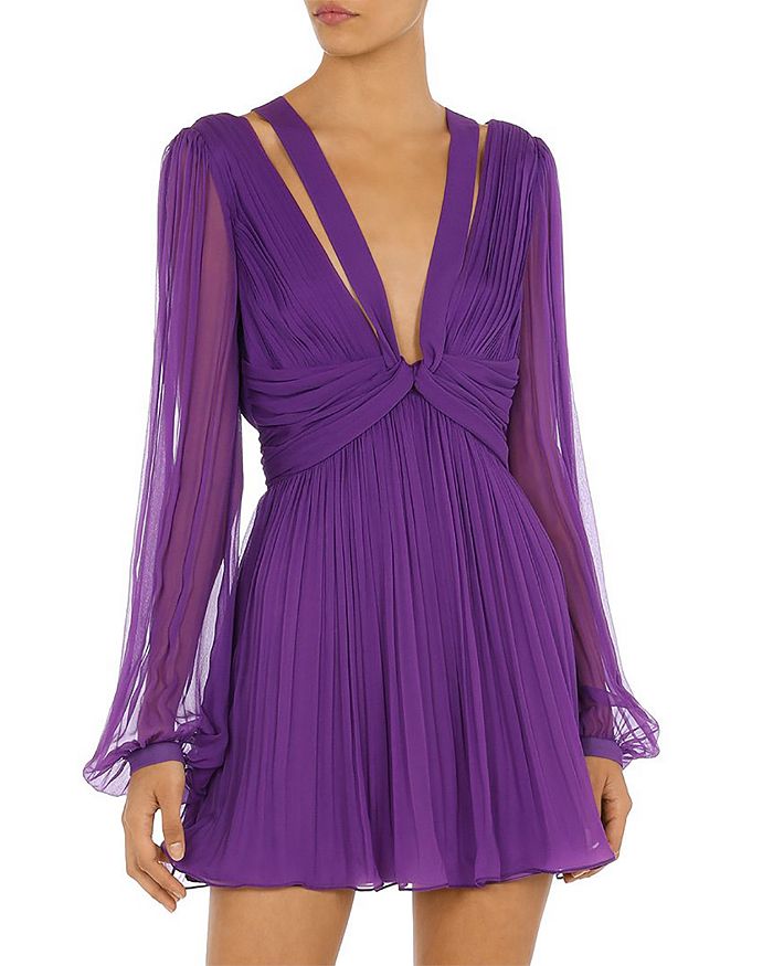 Alberta Ferretti Silk Chiffon Pleated Mini Dress Bloomingdale s