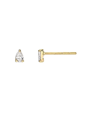 14K Yellow Gold Diamond Pear Stud Earrings