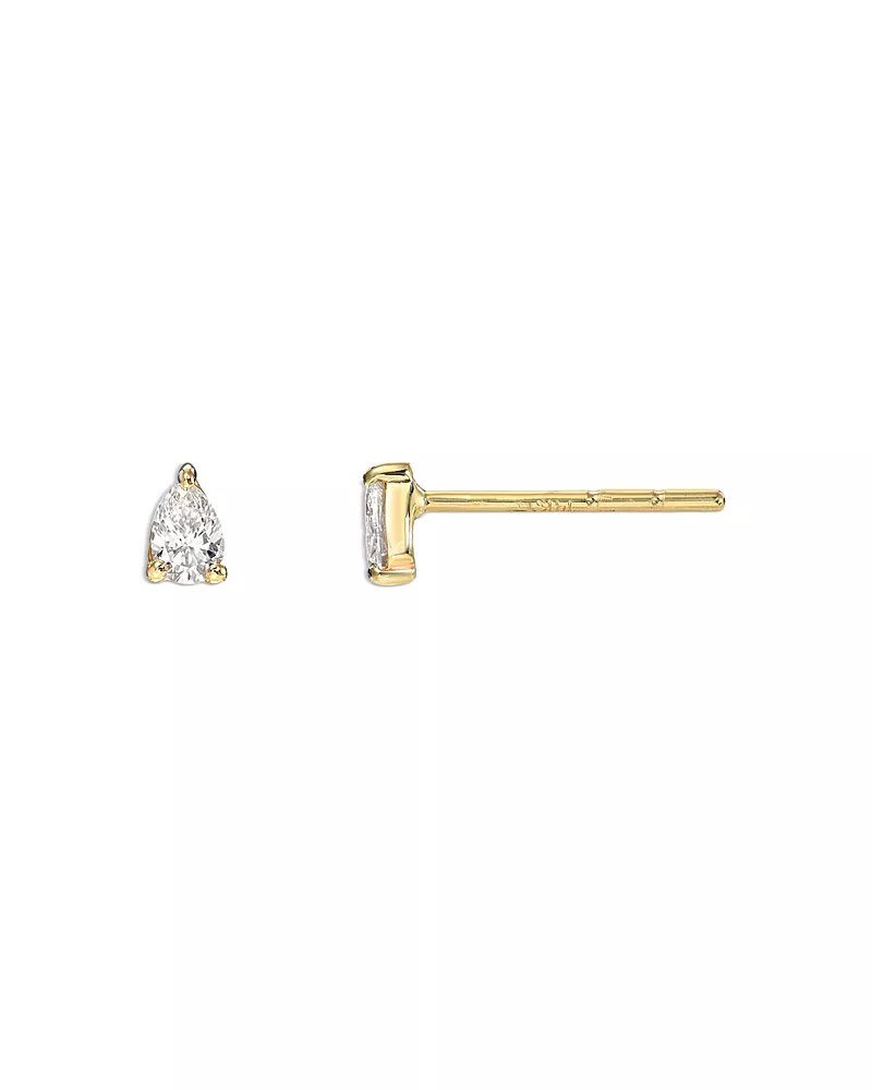 Zoe Lev 14K Yellow Gold Diamond Pear Stud Earrings