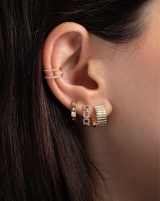 14K Yellow Gold Huggie Hoop Earrings