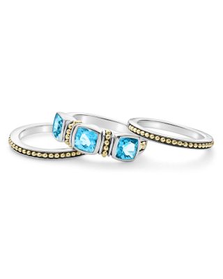 18K Yellow Gold & Sterling Silver Rittenhouse Blue Topaz Beaded Ring
