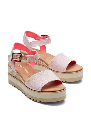 Toms Women's Diana Ankle Strap Espadrille Wedge Sandals In Medium Pink