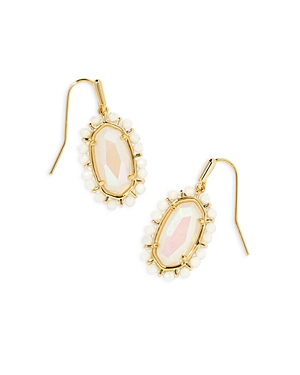 Kendra Scott Lee White Mussel Oval Drop Earrings In Gold Iridescent