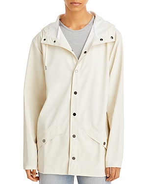 Rains Drawstring-hood Buttoned Rain Jacket In 82 Fossil