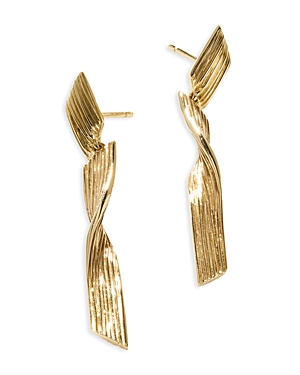 Shop John Hardy 18k Yellow Gold Bamboo Linear Drop Earrings