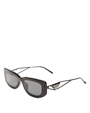 Prada 53mm Rectangular Sunglasses In Black/gray