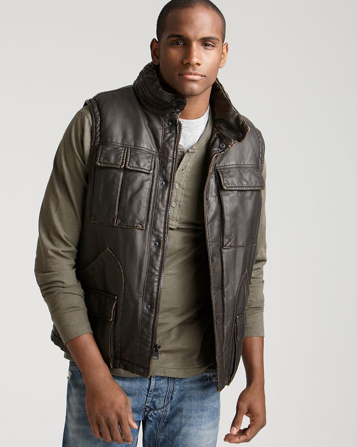 Levi's Made & Crafted Levi's Faux Leather Puffer Vest with Sherpa ...