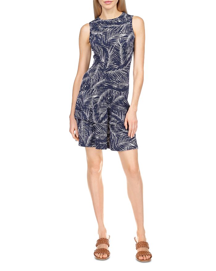MICHAEL Michael Kors Palm Print Sleeveless Flounce Dress