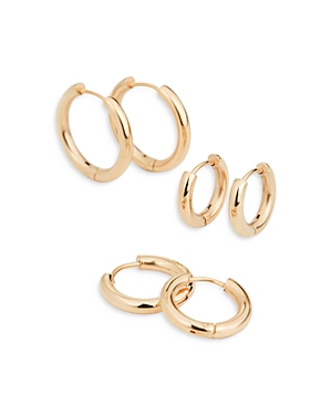 Shashi Huggie Hoop Earrings, Set Of 3 In Gold